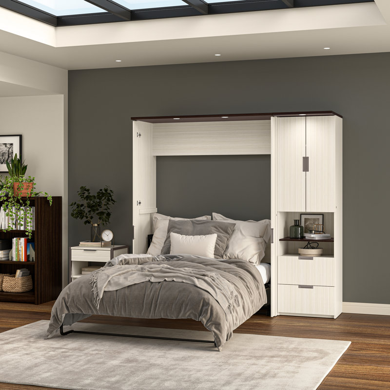The Twillery Co. Oneybrook 84W Murphy Bed with Storage Cabinet Wayfair Canada